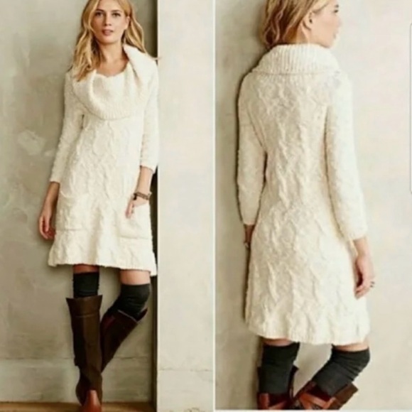 Anthropologie Dresses & Skirts - Sleeping on the snow Anthropologie Cowl Nexk Sweater Dress